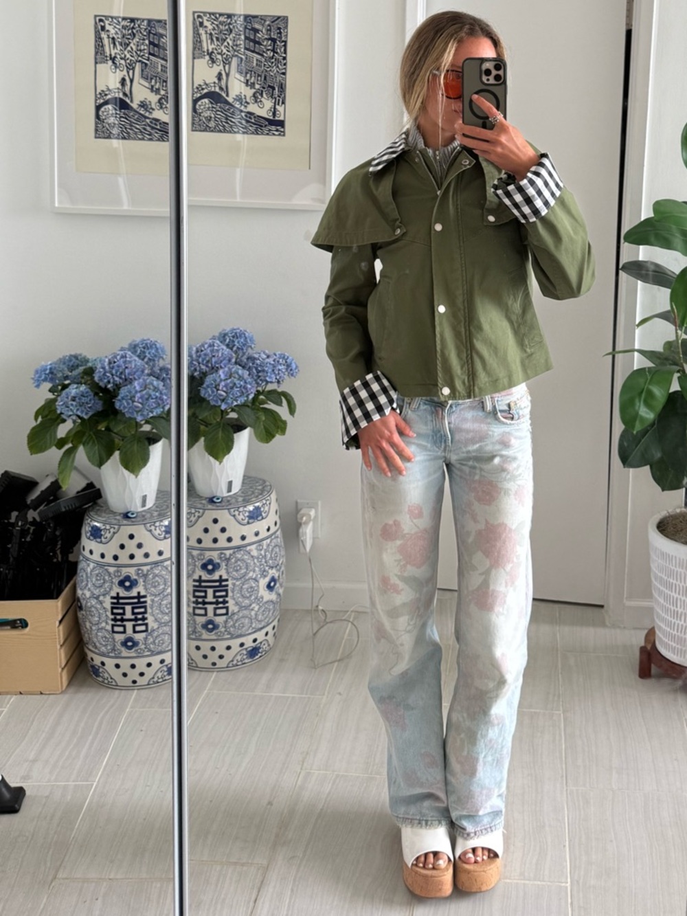 Avec Les Filles — BRAND NEW Olive Green Short Utility Jacket with Checked Cuffs